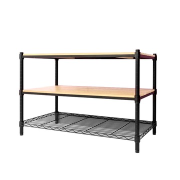 【dayneeds】松木 90x45x60公分 三層烤黑原木板收納層架