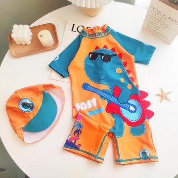 兒童泳衣連體男童恐龍韓國中小童寶寶溫泉速干嬰兒可愛防曬泳裝