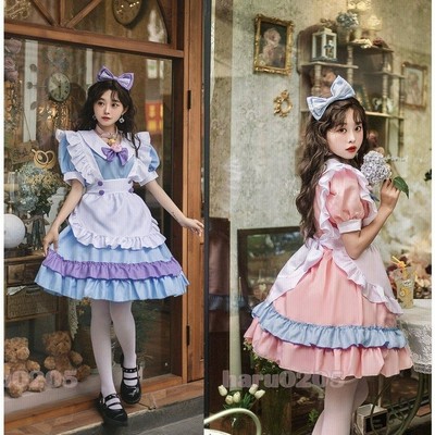 メイド服 ワンピース 半袖 ピンク ブルー レディース コスプレ 膝丈 エプロン リボン クラシカル メイド フリル 制服 喫茶店変装 パーティー衣装 通販 Lineポイント最大get Lineショッピング