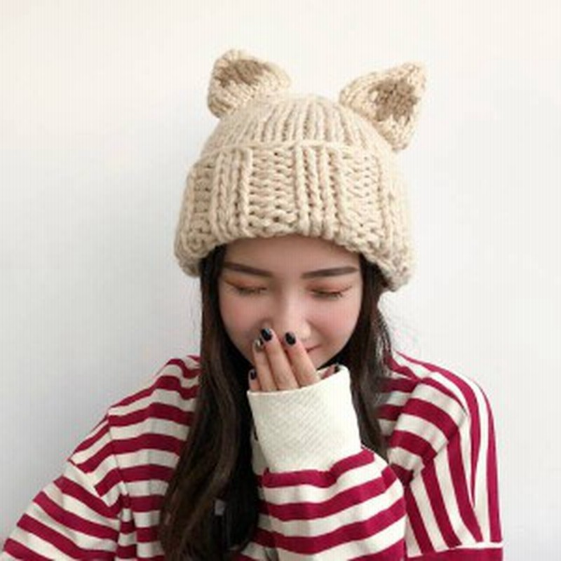 ニット帽子 レディース ニットキャップ 帽子 防寒 耳あて付 アウトドア 普段使いに 柔らかい オシャレ 小顔効果 かわいい耳 通販 Lineポイント最大3 0 Get Lineショッピング