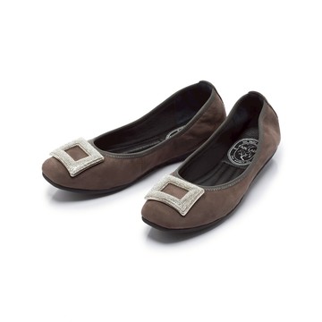 我的旅行日記  輕奢方釦水鑽平底娃娃鞋  灰 (503000)