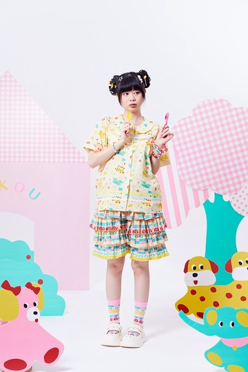 原創蛋糕夾心印花蛋糕裙褲褲裙松緊腰