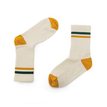 雙色橫條休閒紳士襪 米白
