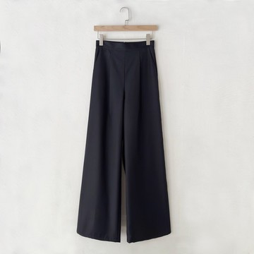 訂製系列-高腰單打折薄毛料長褲