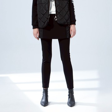 CLL巧玲瓏 金屬飾環異材質拼接假兩件褲裙 5101514