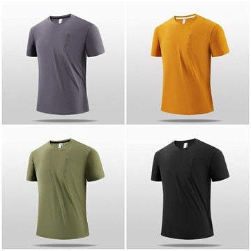 現貨+預購 男涼感短袖上衣T恤夏季速乾工裝冰絲跑步健身休閒透氣運動衫-男裝5色74lg63【獨家進口】【米蘭精品】