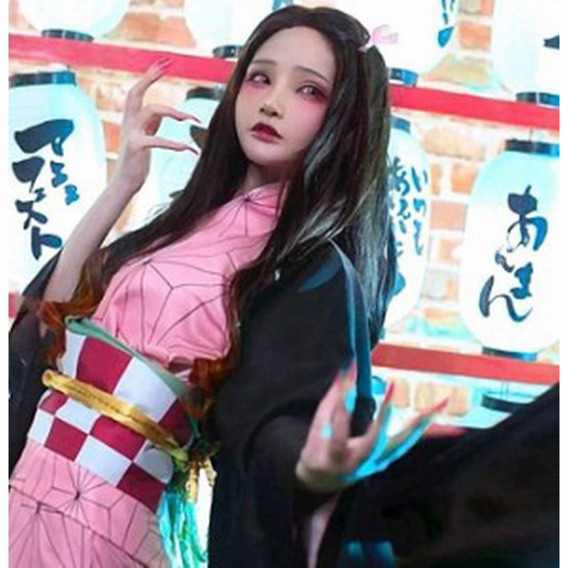 鬼滅の刃 ウィッグ コスプレ 竈門禰豆子 ねずこ 可愛い - エクステ