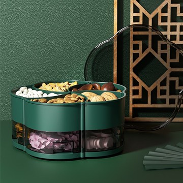 歐式創意果盤客廳茶幾家用高端精致簡約雙層旋轉干果零食盤糖果盒