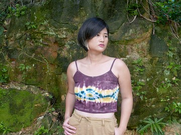 花磚 手染細肩帶背心/寬肩帶背心