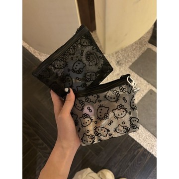 Kitty化妝包🎀 透明網紗凱蒂貓外出便携補妝包 收納包 旅行化妝包 零錢包 耳機包 化妝袋 網紗包 口紅包 補妝包