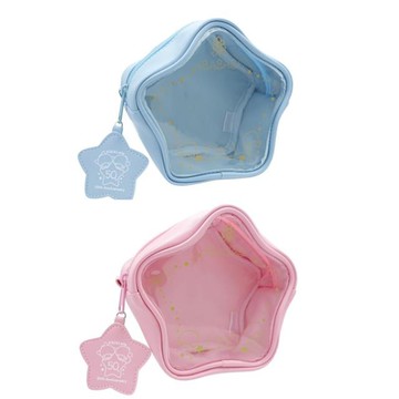 小禮堂 Sanrio 三麗鷗 雙子星 50週年紀念 皮質透明穿口收納包 (星星款)