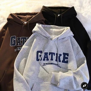 美式運動帽T 複古字母印花連帽衛衣男 秋冬外套男 帽T 大學T 連帽衛衣 運動衛衣 oversize 帽踢 男生衛衣男