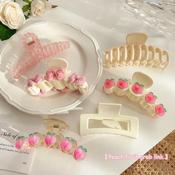 網紅水蜜桃抓夾女可愛發夾后腦勺氣質奶白色鯊魚夾子洗澡發卡頭飾