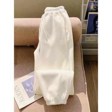 秋冬白色衛褲女加絨2026新款寬松束腳運動褲百搭高級感休閑褲子潮