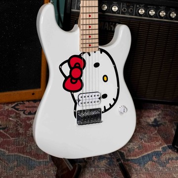 【二手】9.5成新 Squier Hello Kitty Stratocaster 單顆雙線圈拾音器 無搖座 白色 楓木指板 電吉他