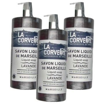 LA CORVETTE 法釩馬賽莊園 經典馬賽潔膚露/液態皂 薰衣草  1L  3瓶