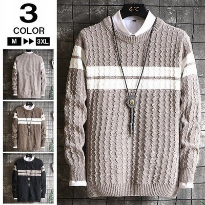 ニットセーター メンズ ニット メンズセーター ボーダー柄 長袖ニット 秋冬 トップス 暖かい メンズファッション 通販 Lineポイント最大get Lineショッピング