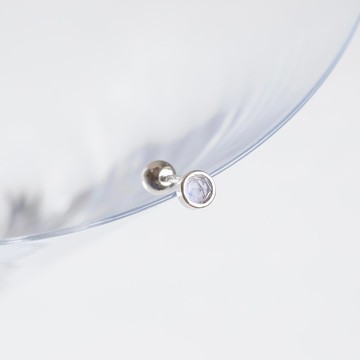 堇青石925純銀簡約鑲邊轉珠耳環