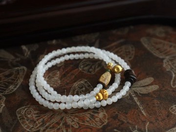 天然羊脂和田玉手鏈手串一級白脂份厚料子細膩生日禮物送女生