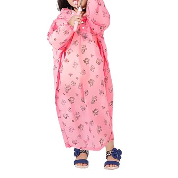 Twin Dragon 雙龍牌 Q熊超防水兒童秒套雨衣 超輕盈方便攜帶 胸前兩釦設計 無異味安全無毒 袖口縮口設計 通過SGS檢驗  L  草莓粉  1件