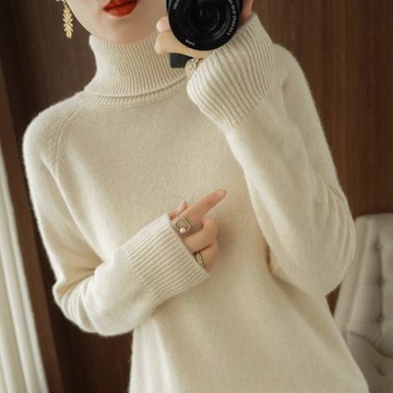 2022高領毛衣女春秋冬內搭長袖寬松大碼薄款堆堆領針織軟糯打底衫