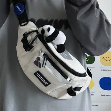 工裝風胸包運動風男女斜挎包潮牌大容量大學生上課休閑百搭挎包