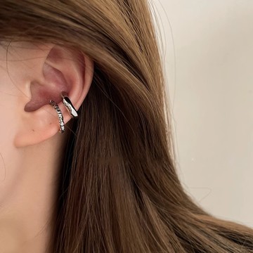 《歐妮》法式冷淡風U型 鑲鑽耳骨夾式耳環無耳洞耳扣耳夾耳窩夾-1對