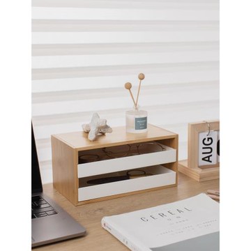 竹白家簡約桌面收納盒楠竹抽屜式文具整理盒玄關鑰匙雜物置物架