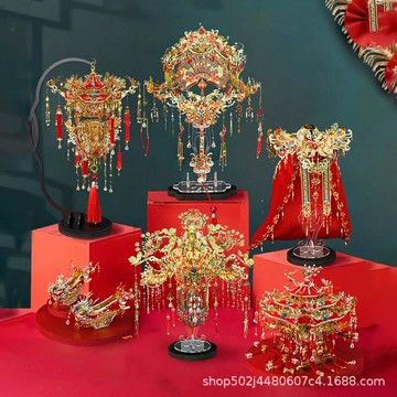【十里紅妝】金屬拼裝模型 3D立體拼圖 DIY手工 鳳冠花轎 古風婚嫁 收藏擺件 成人解壓玩具 高難度精細配件