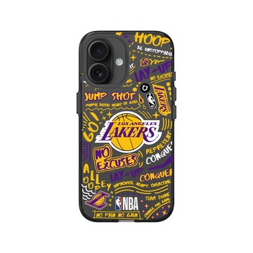 iPhone 16 Clear (相機按鈕) 酷墨灰 - NBA - 塗鴉系列-洛杉磯湖人 L.A. Lakers - Graffiti