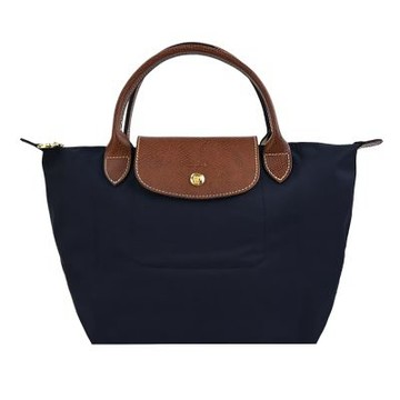 LONGCHAMP LE PLIAGE系列短把再生尼龍摺疊水餃包(小/黑)
