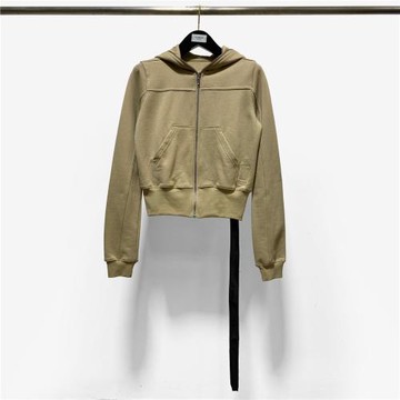 秋季暗黑RO副線織帶拼接開衫拉鏈帽子大口袋女士修身短款衛衣外套