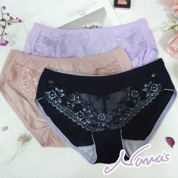 【露娜斯】花稼之戀。蕾絲涼感舒適貼身三角內褲【深藍/可可/淺紫】台灣製 P8716