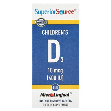Superior Source, 兒童 D3，400 國際單位，100 片 MicroLingual 即溶片