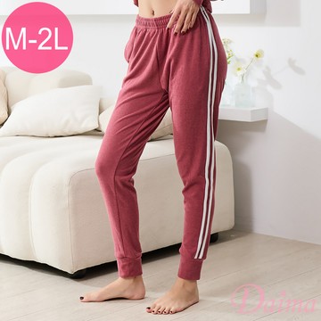 女生 (M-XXL)陽離子厚暖絨保暖束腳長褲_豆沙色#2666