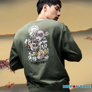 【秋冬新品㊙年貨獨家價】貓與能面大學長TEE(墨綠) - BLUE WAY 日本藍