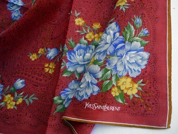 YvesSaintLaurent 復古手帕 花卉禮品 18.5 x 18.5 英吋