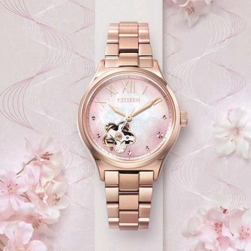 CITIZEN 星辰 廣告款 櫻花機械女錶 PC1017-70Y