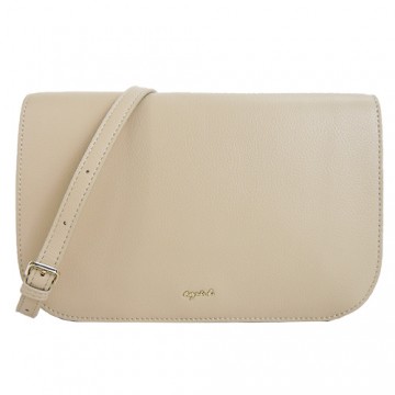 agnes b. 荔枝紋磁吸扣扁斜背包(米)