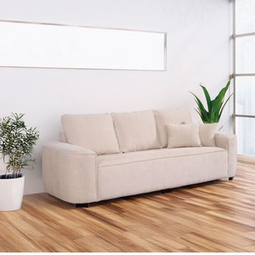 文創集 喬巴棉麻布亞麻色三人座沙發-211xx85x83cm免組