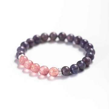 堇青石草莓晶925純銀手鍊 | 天然水晶手鍊禮物