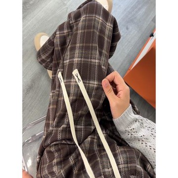 咖色格子褲女秋冬2025新款175高個子加長直筒垂感休閑拖地闊腿褲