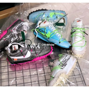 【逢甲FUZZY】Off-White x W Nike Waffle Racer 黑粉 白綠 水藍 CD8180-100