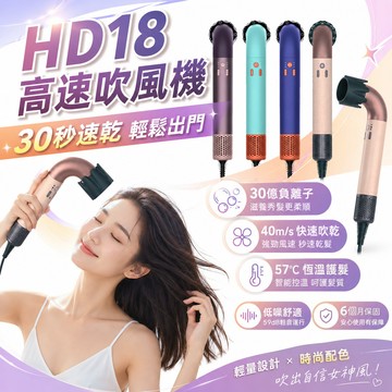 現貨🚚隔日達 4HD18高速吹風機 負離子速乾電吹風 大風量低噪音家用吹風機 彎管造型髮廊理髮店專用吹風機負離子速乾護髮