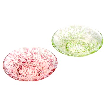 ADERIA GLASS 津輕系列 手作玻璃對盤組  青蘋款 粉色 + 綠色  1組