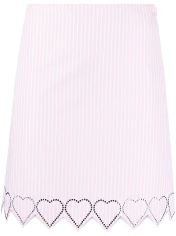 MACH & MACH - embellished heart-trim mini skirt - women - Cotton - 36 - Pink