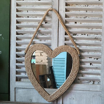 北歐簡約麻繩裝飾壁掛鏡子玄關臺裝飾壁掛鏡多款可選1入