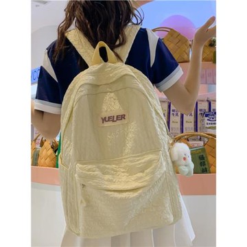 書包女初中生韓版小清新褶皺大容量背包高中生大學生ins風雙肩包