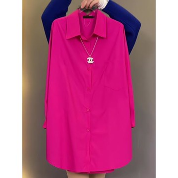 歐貨重磅2025年早春夏季新款女裝高級感漂亮玫紅色襯衫穿搭上衣潮