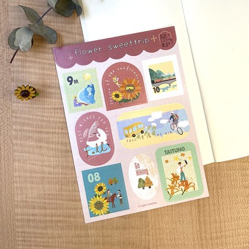 造型防水貼紙 - 秋季花旅